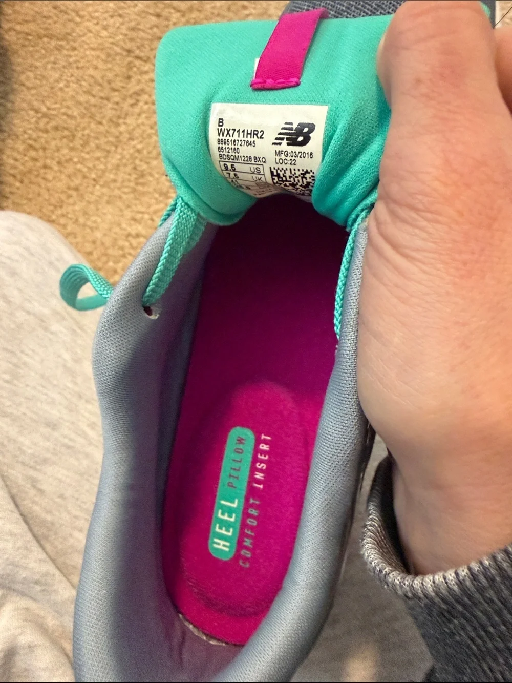 New Balance Gray Athletic Sneakers with Teal & Pink Accents - Picture 3 of 4
